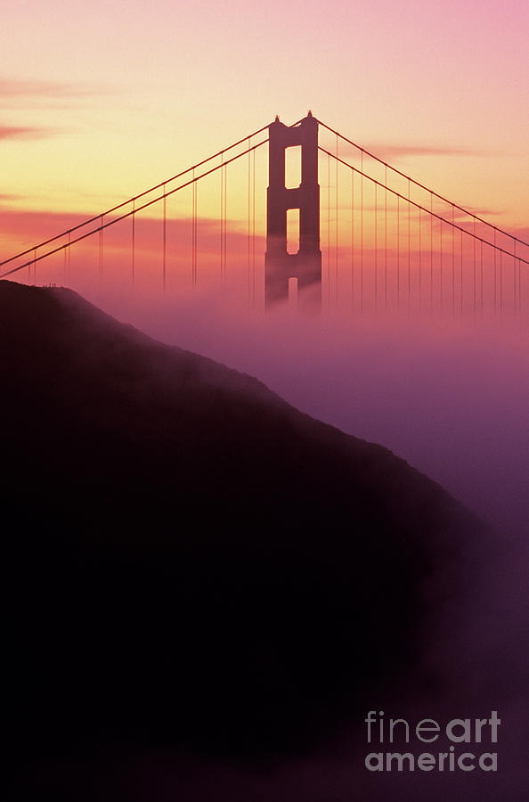 Golden Gate Bridge Sunrise in Fog Photograph by Jim Corwin