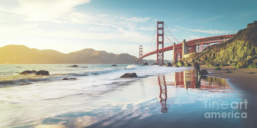 Golden Gate Bridge Sunset Panorama Photograph by JR Photography