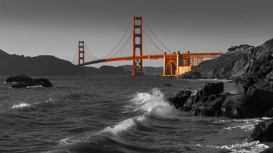 Golden Gate Bridge Sunset Study 1 BW Photograph by Scott Campbell
