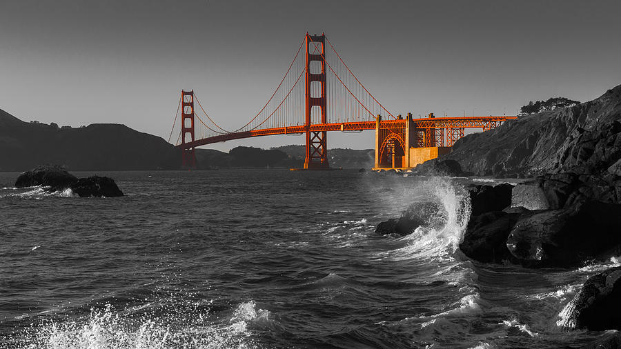 Golden Gate Bridge Photograph - Golden Gate Bridge Sunset Study 2 BW by Scott Campbell