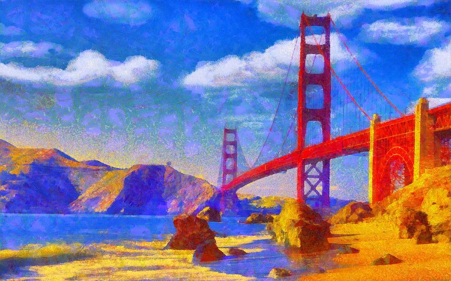 Golden Gate Digital Art by Caito Junqueira