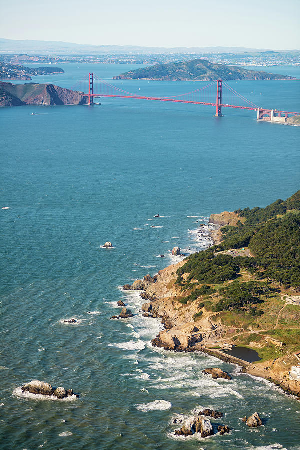Helicopter Photograph - Golden Gate Coast Aloft by Steve Gadomski