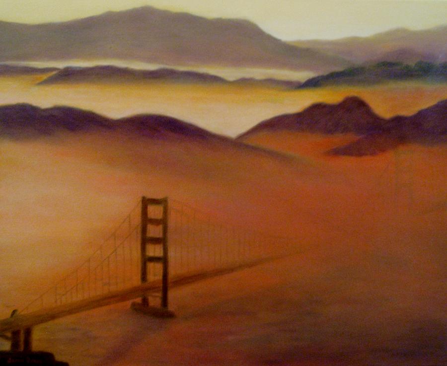 Golden Gate Fog Painting by Jamie Frier