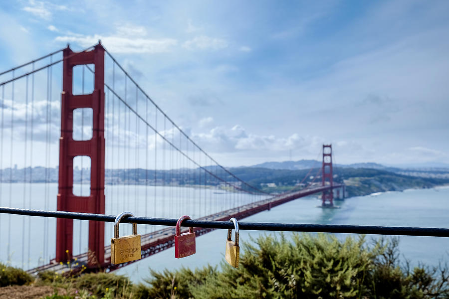Golden Gate Bridge Photograph - Golden Gate Love Locks by John McArthur