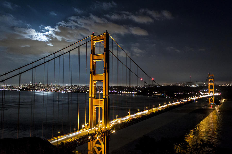 Golden Gate Bridge Photograph - Golden Gate Mooonshine by Travis Souza
