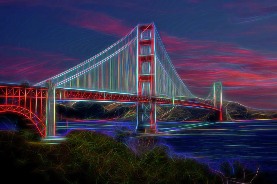 Golden Gate Neon Photograph by Kelley King