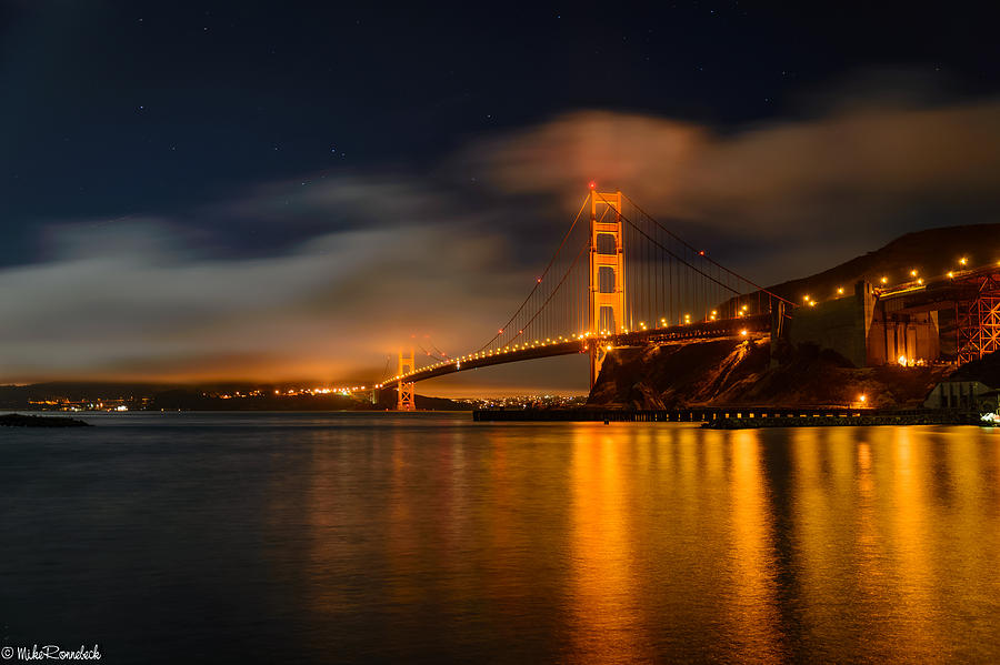 Golden Gate Night Photograph by Mike Ronnebeck