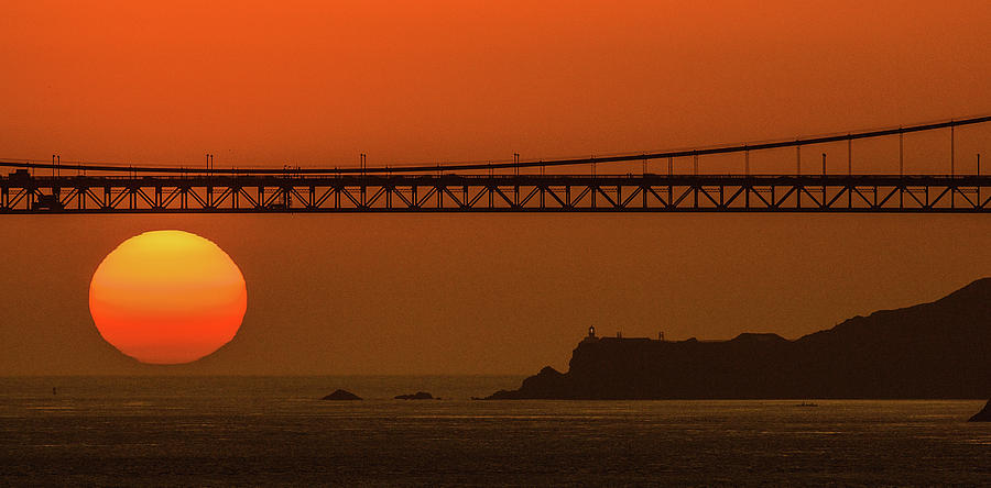 Golden Gate Sunset Point Bonita Lighthouse Photograph by Ed Broberg