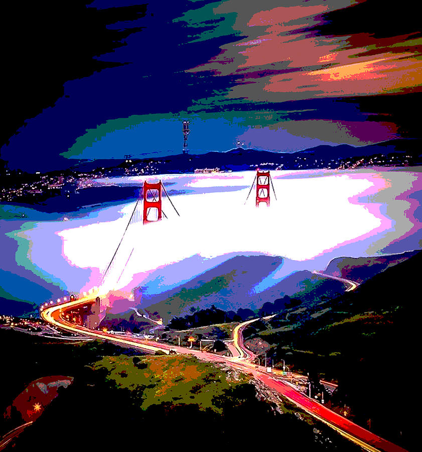 Golden Gate Through Low Fog Photograph