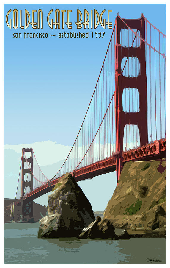 Golden Gate Vintage Photograph Art Style Poster Debby Fine - America by Richards