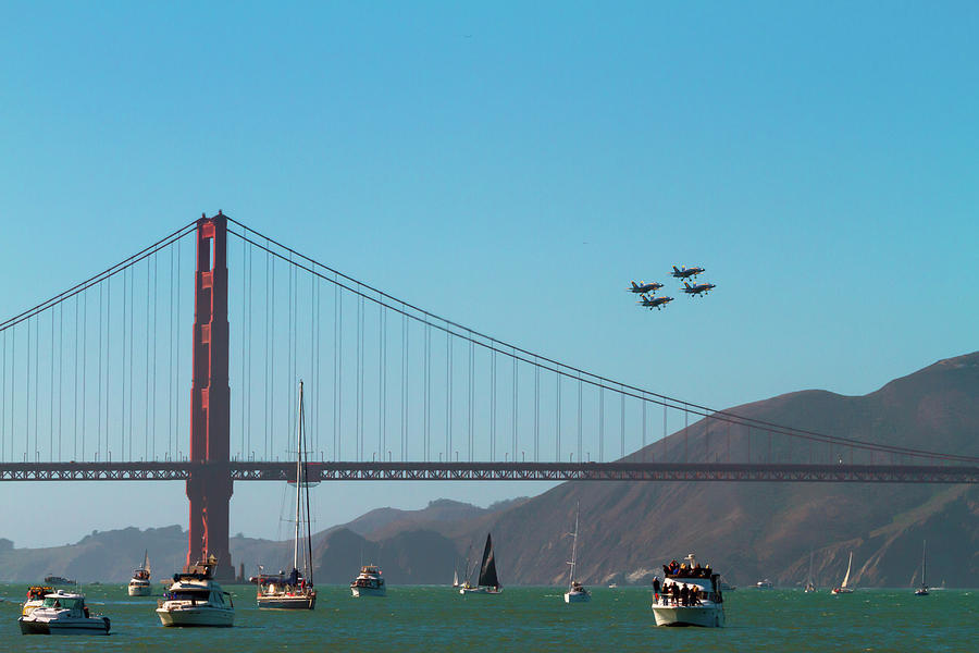 Golden Gate with Blue Angels Photograph by Bonnie Follett