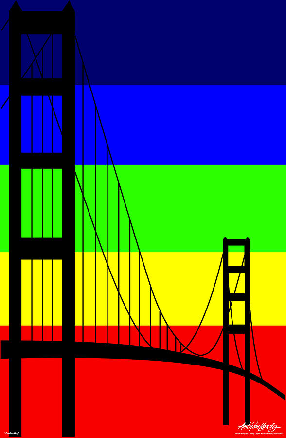 Golden Gate Digital Art - Golden Gay by Asbjorn Lonvig Golden Gate Digital Art - Golden Gay by Asbjorn Lonvig