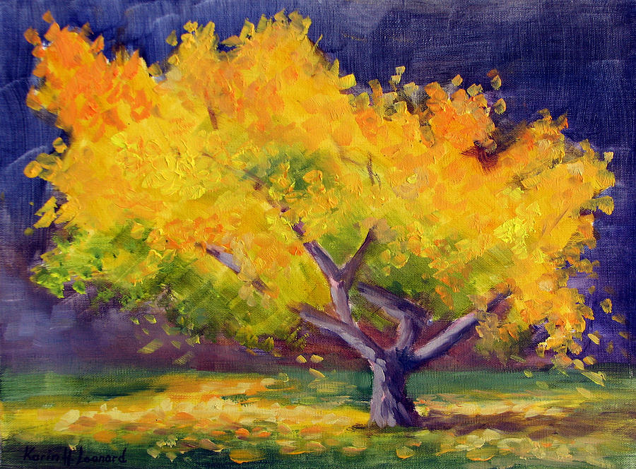 Fall Painting - Golden Ginko by Karin  Leonard