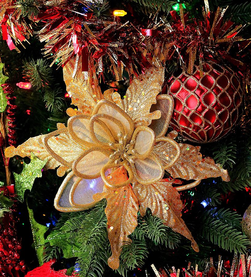 Golden Glitter Christmas Ornaments Photograph by Sheila Brown