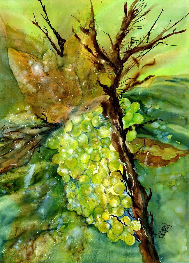 Golden Glowing Grapes  Painting by Sabina Von Arx