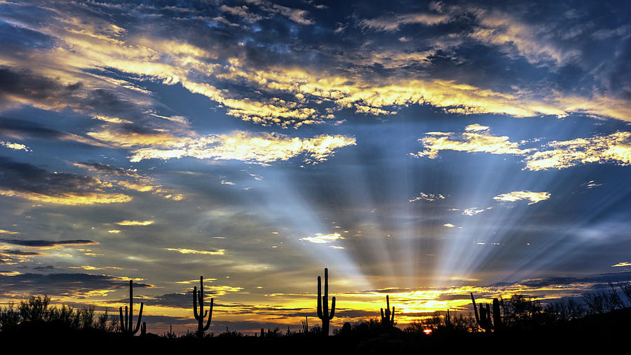 Golden God Rays to the Desert Sky  Photograph by Saija Lehtonen