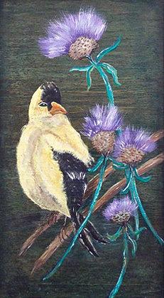 Nature Painting - Golden Goldfinch by Mikki Alhart