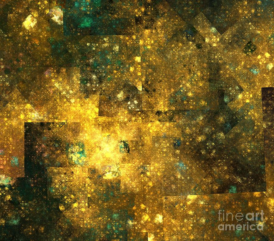 Abstract Digital Art - Golden Green Marble by Kim Sy Ok