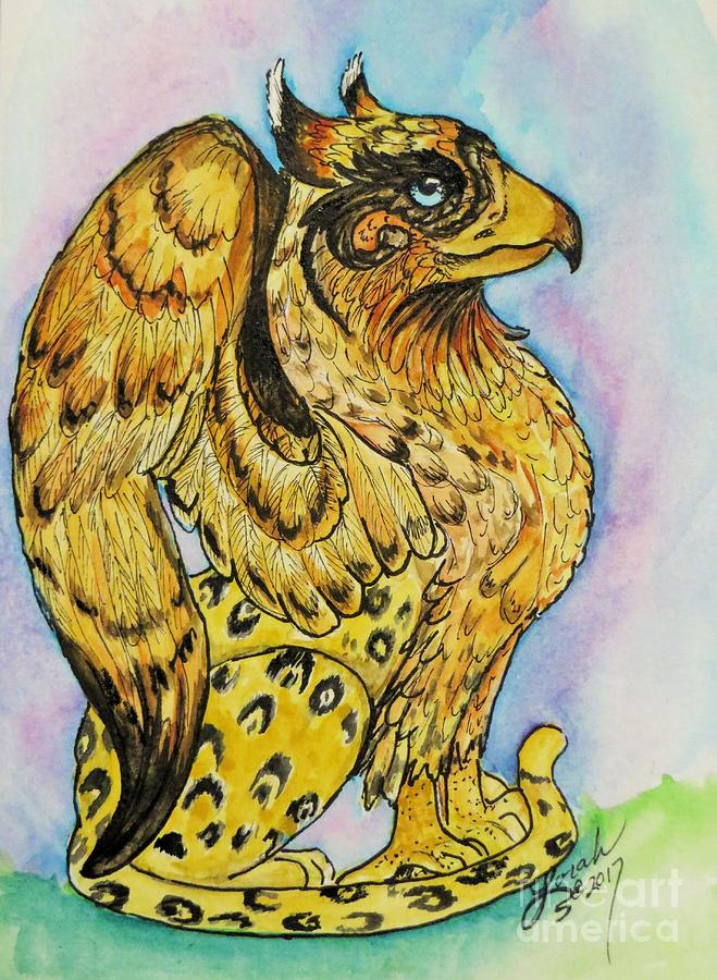 Golden Griffin Painting by Lora Tout