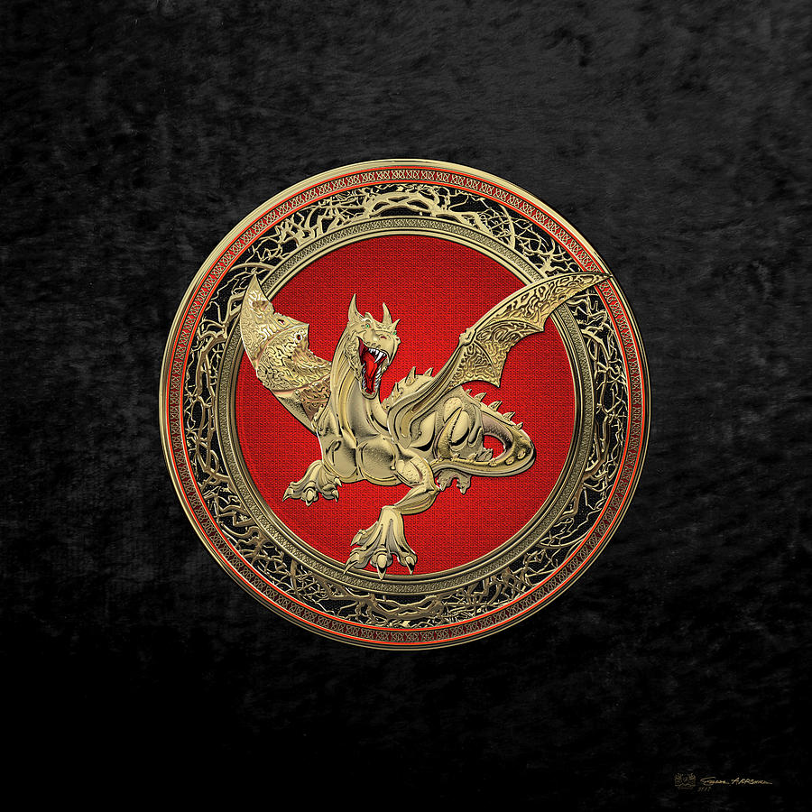Dragon Photograph - Golden Guardian Dragon over Black Velvet by Serge Averbukh