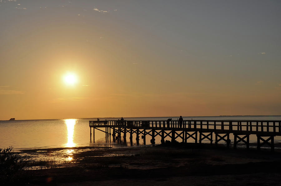 Golden Gulf Sunset - Crystal Beach Florida Photograph by Bill Cannon