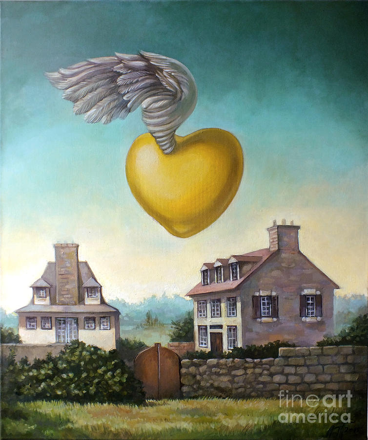 Golden Heart Painting by Filip Mihail