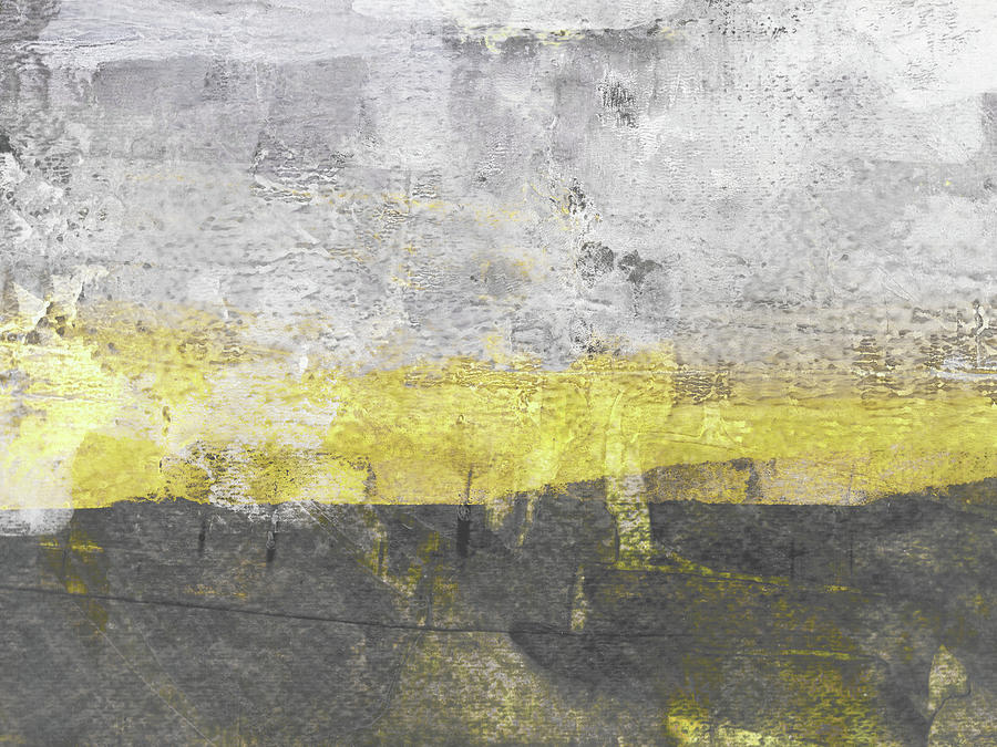 Golden Horizon Minimalist Landscape Painting by Janine Aykens