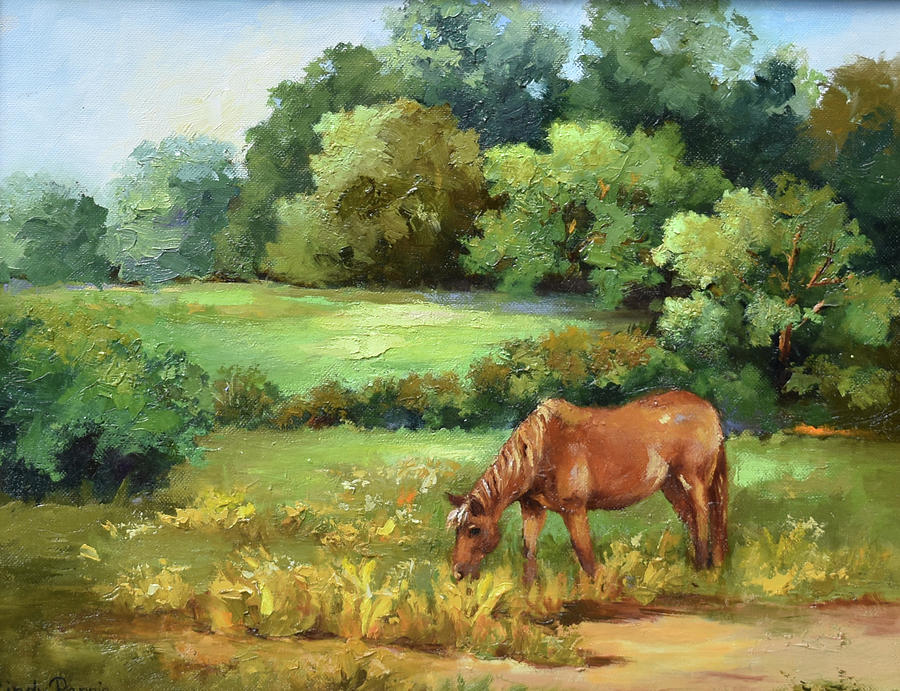 Golden Horse Painting by Cindy Parris - Pixels