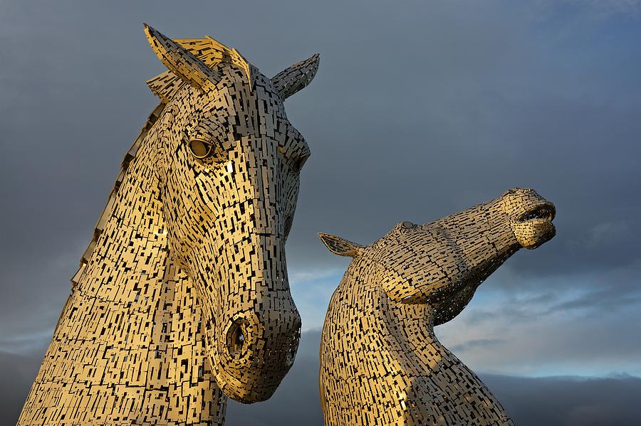 Golden Hour at the Kelpies Photograph by Stephen Taylor
