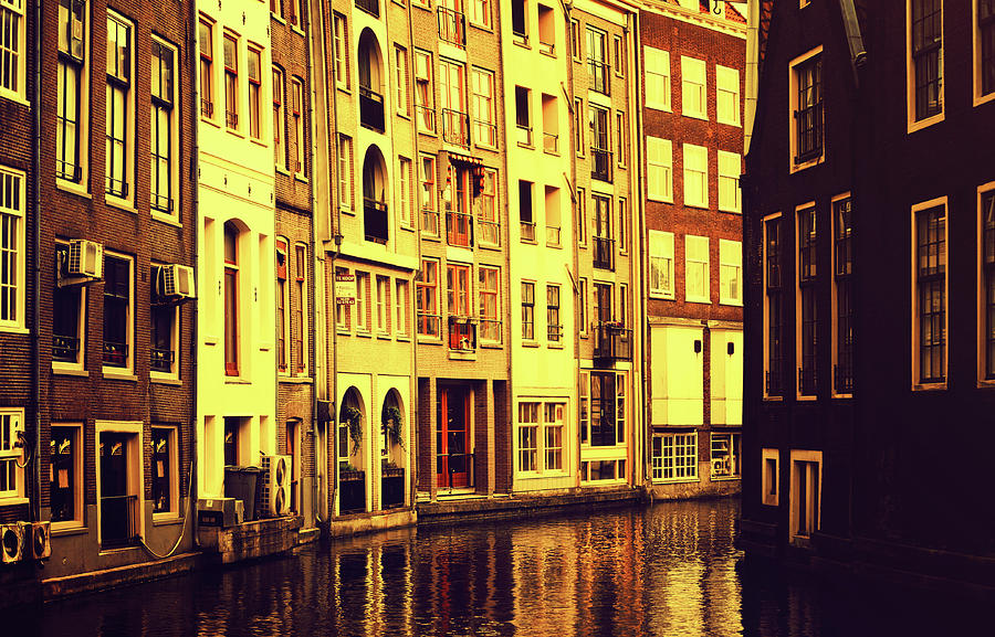 Architecture Photograph - Golden Hour in Amsterdam by Jenny Rainbow