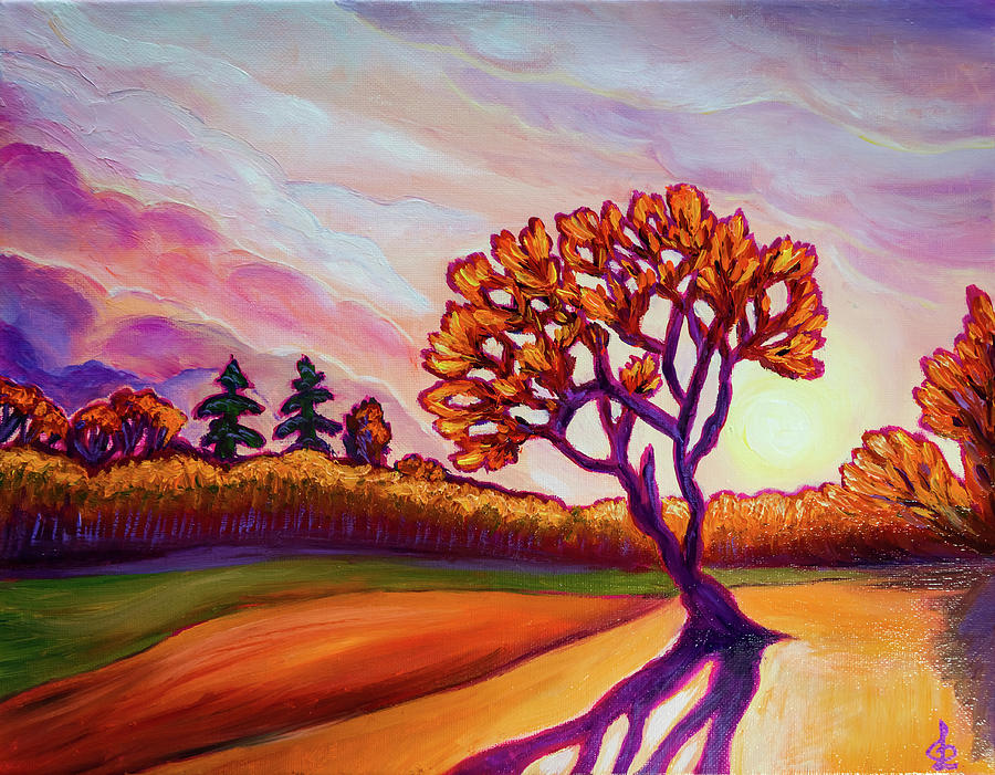 Golden Hour in October Painting by Lilia S