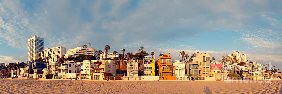 Golden Hour Panorama of Santa Monica Condos and Bungalows - Los Angeles California Photograph by Silvio Ligutti