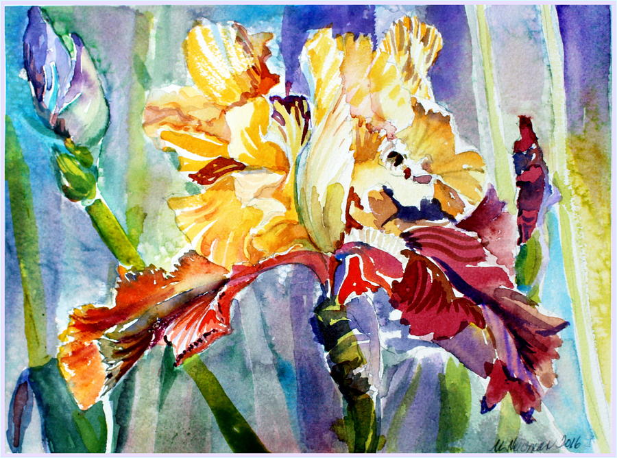 Golden Iris Painting by Mindy Newman