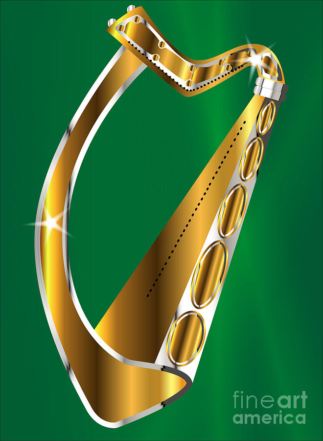 Golden Irish Harp Digital Art by Bigalbaloo Stock