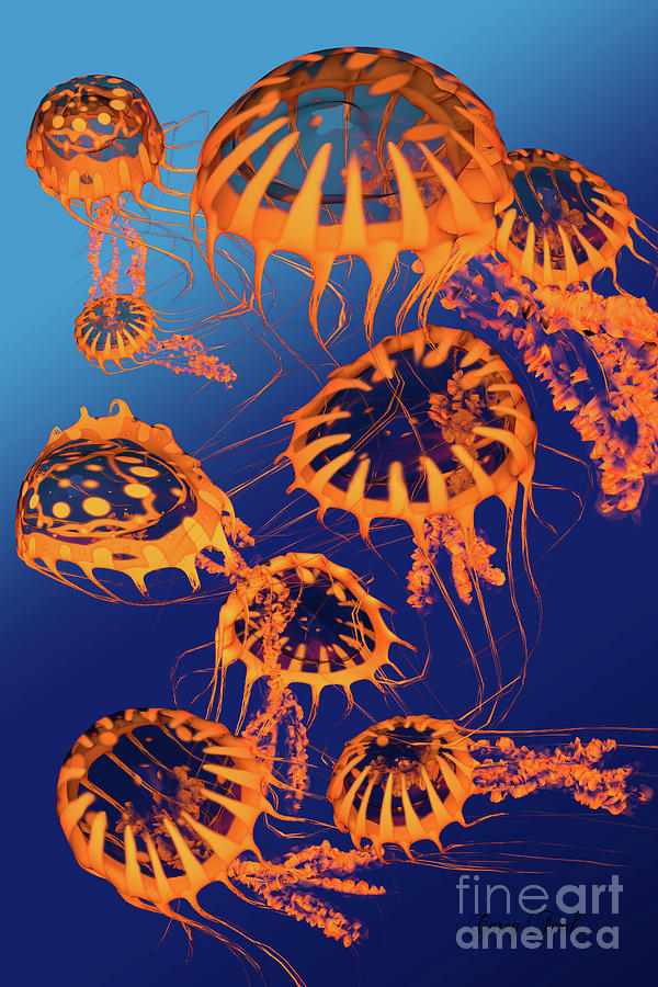 Golden Jellyfish Dance Digital Art by Corey Ford