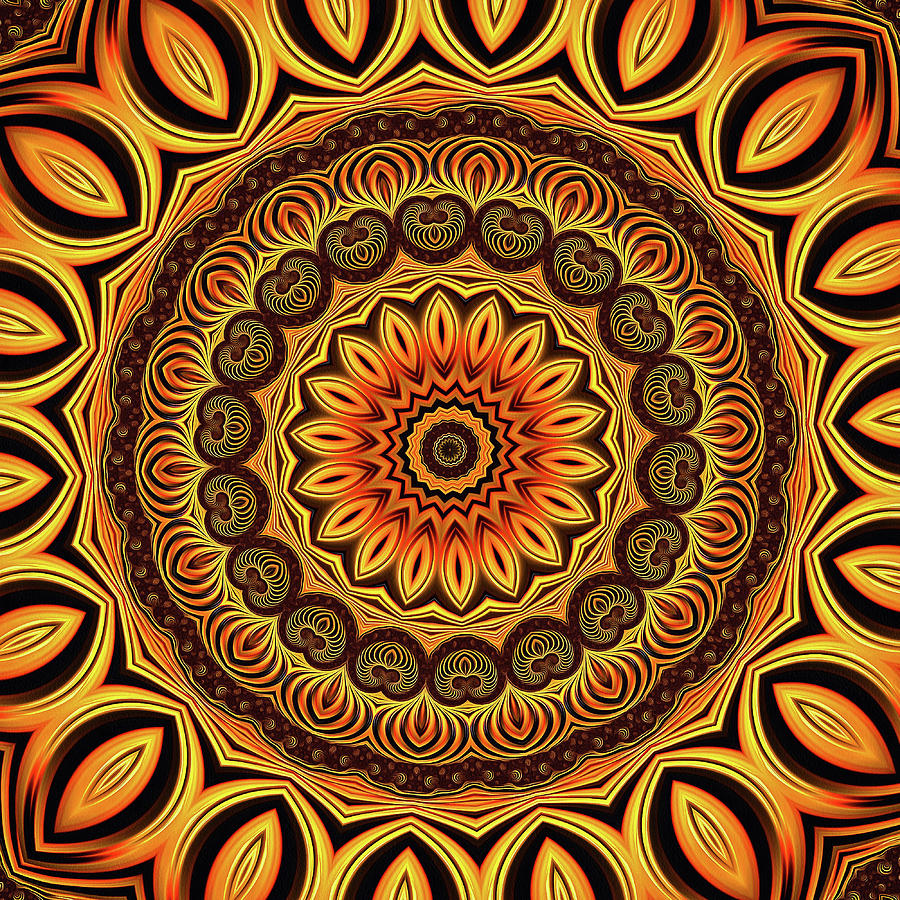 Golden Kaleidoscope Art Mandala Style Painting by Matthias Hauser