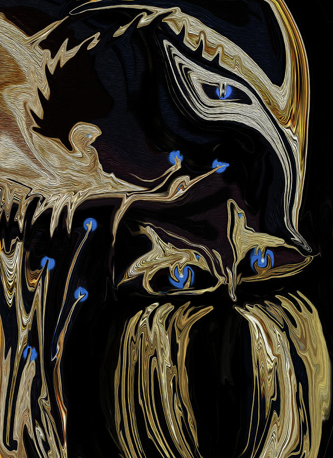 Apparel Digital Art - Golden Lady and The Owl by Sherris - Of Palm Springs Apparel Digital Art - Golden Lady and The Owl by Sherris - Of Palm Springs
