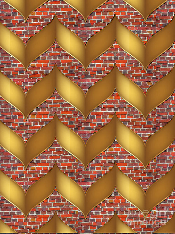 Brick Photograph - Golden laminates on brick wall abstract modern design gallery art NavinJoshi FineArtAmerica Pixels by Navin Joshi