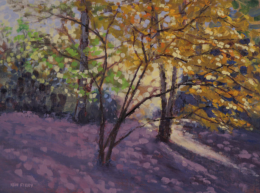 Golden Leaves Painting - Golden Leaves by Ken Fiery