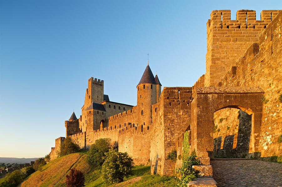 Golden light at Carcassonne Photograph by Stephen Taylor