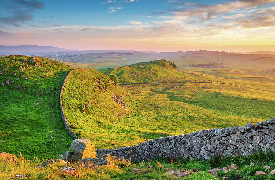 Golden Light at Hadrian's Wall Caw Gap Photograph by David Head - Fine ...