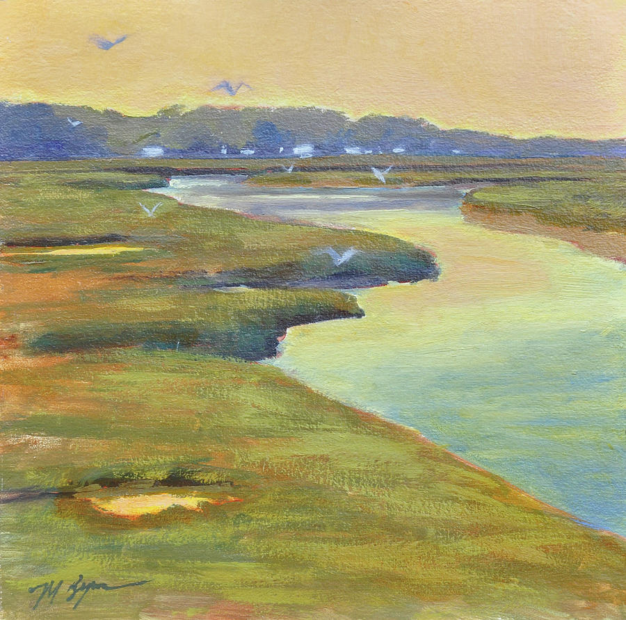 Landscape Painting - Golden Light by Mary Byrom