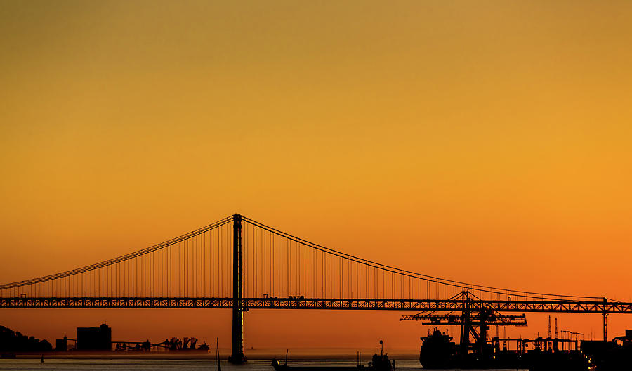 Golden Light on Lisbon Bridge Photograph by Darryl Brooks