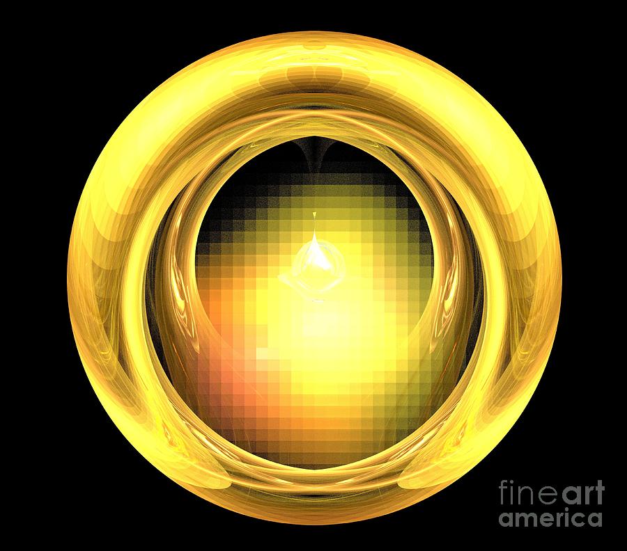 Abstract Digital Art - Golden Light Ring by Kim Sy Ok