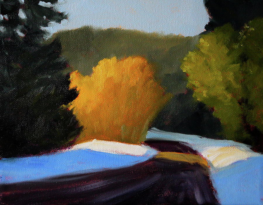 Golden Light Winter Road Painting by Nancy Merkle