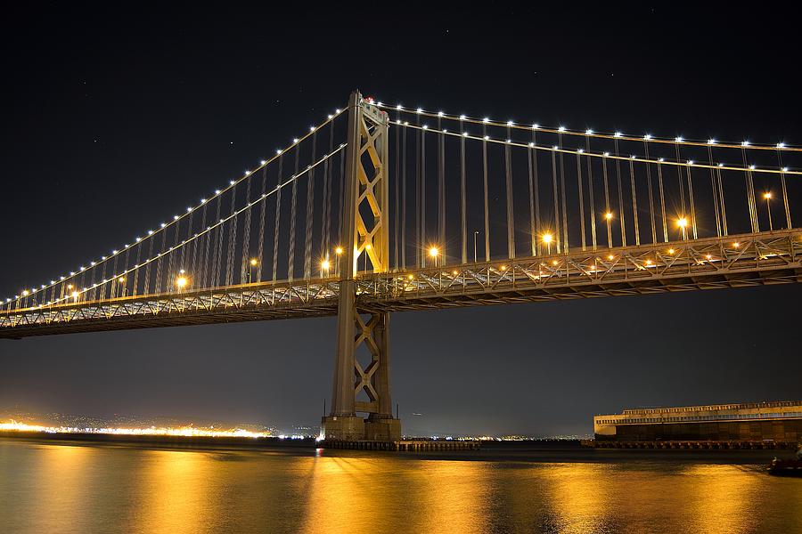 Golden Lights On Bay Bridge Photograph