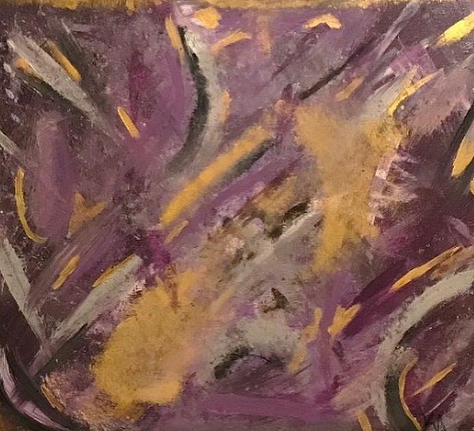 Abstract Painting - Golden Lilac by Key Artistry