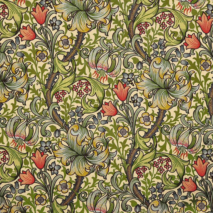 William Morris Mixed Media - Golden Lily Pattern by Philip Ralley
