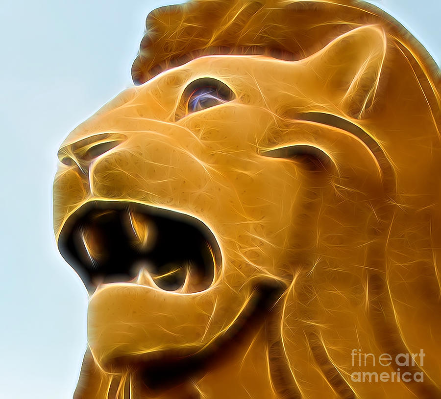 Golden Lion Digital Art by Ray Shiu