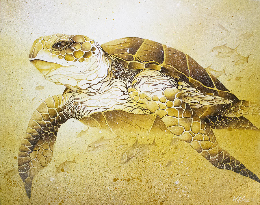 Golden Loggerhead Painting by William Love